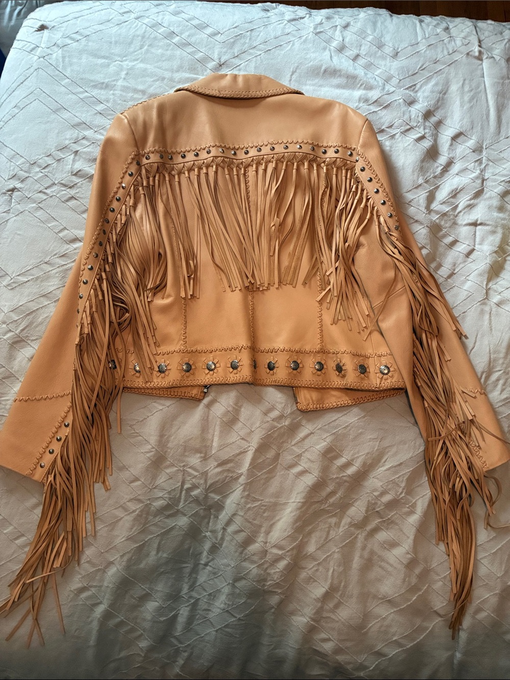 Fringed Tan Leather Jacket by CRIPPLE CREEK - Picture 3 of 7